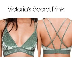 Victoria's Secret Pink Green Velvet Bra